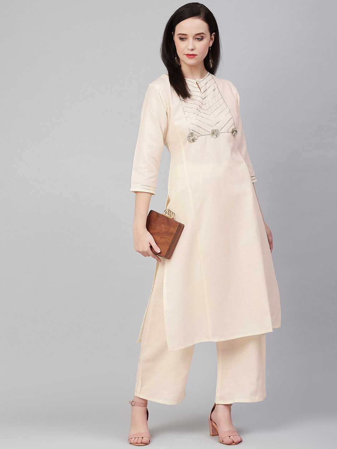 Buy Okhai Together Mirror Work Pure Cotton White Kurta Pant Set For Women  Online – Okhaistore